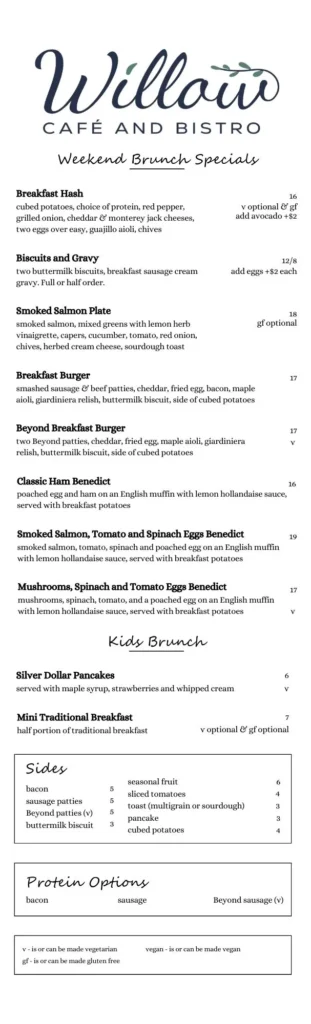 Willow Cafe Lincoln Square Brunch Menu Weekend Brunch